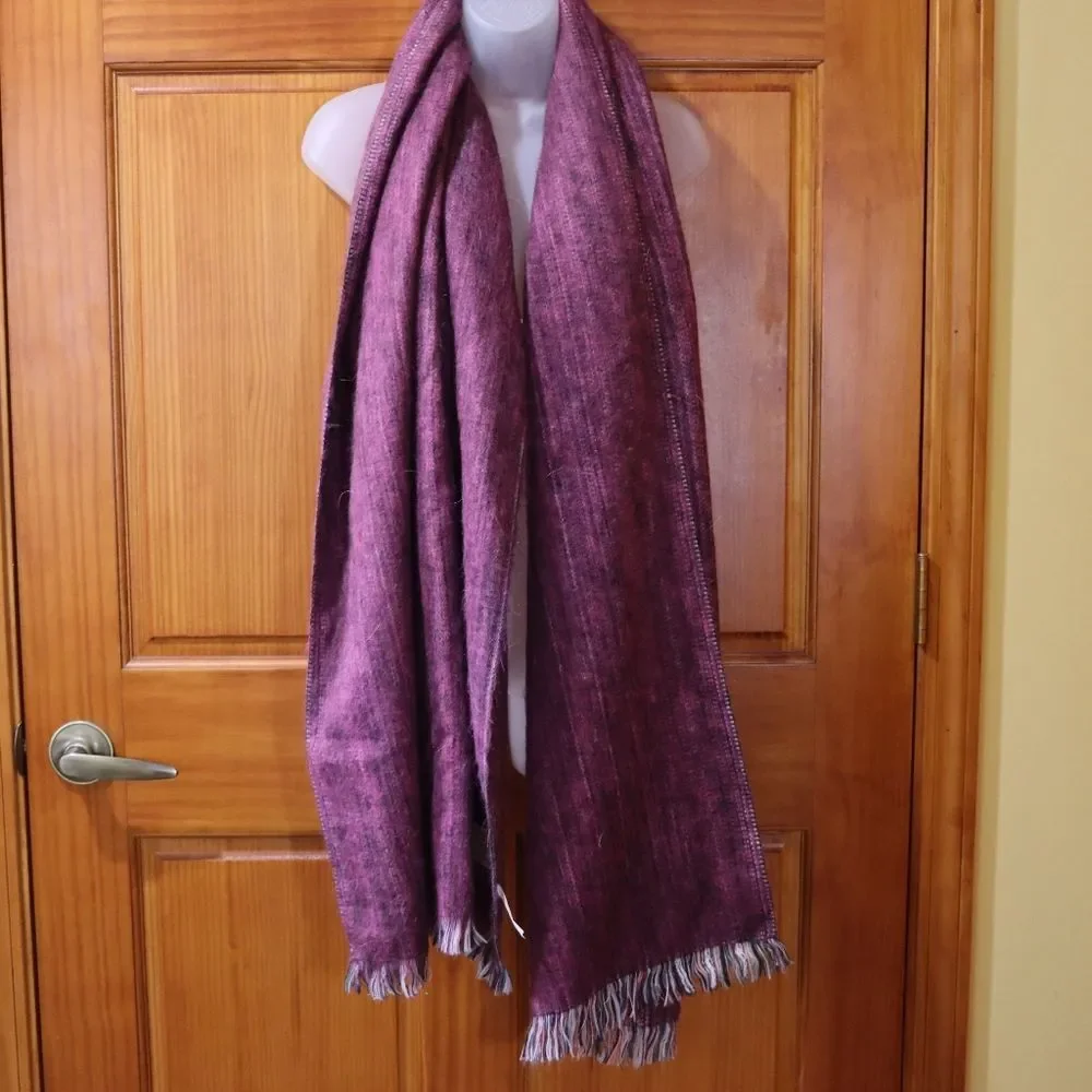 Highlander Alpaca Purple Oversized Blanket Scarf Wrap Throw Huge 27x78